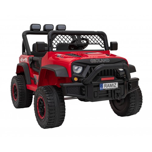 Geoland Power Off-Road auto pro 2 děti červené dálkové 2x200W motory kufr MP3 rádio LED