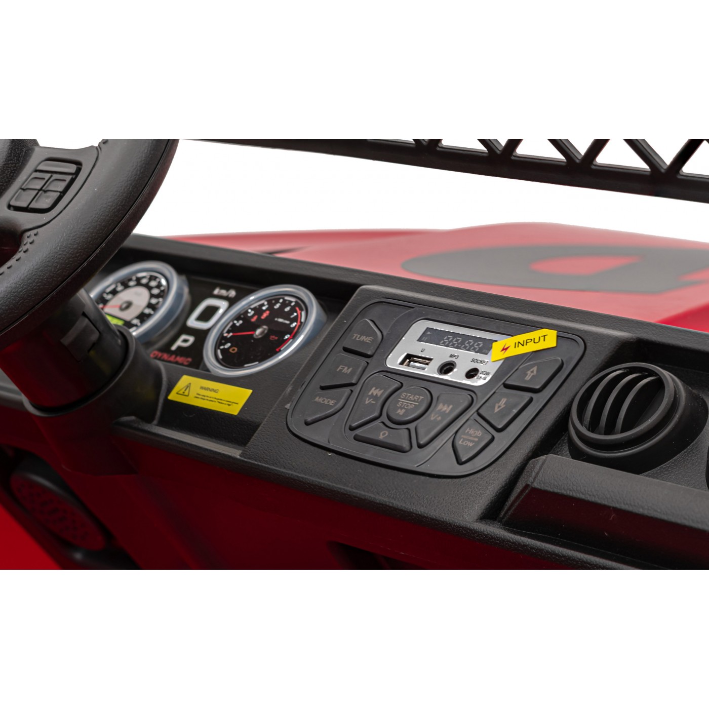 Geoland Power Off-Road auto pro 2 děti červené dálkové 2x200W motory kufr MP3 rádio LED