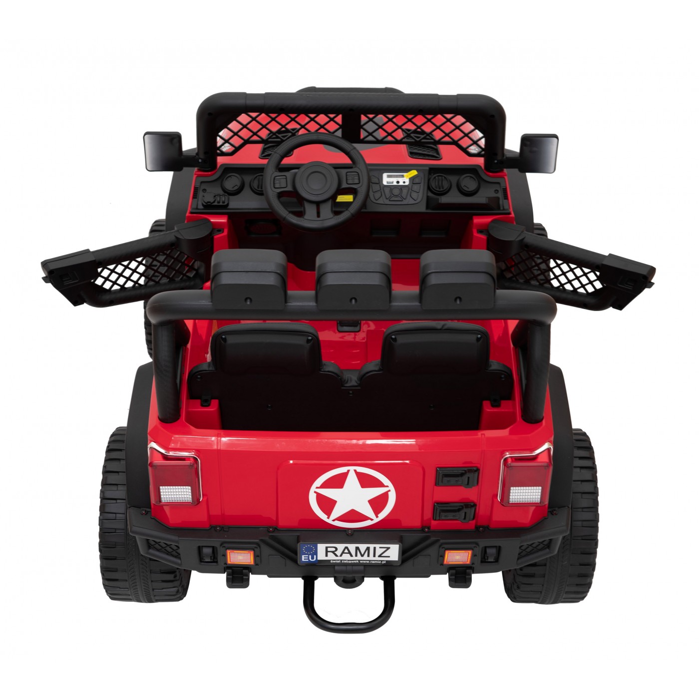 Geoland Power Off-Road auto pro 2 děti červené dálkové 2x200W motory kufr MP3 rádio LED