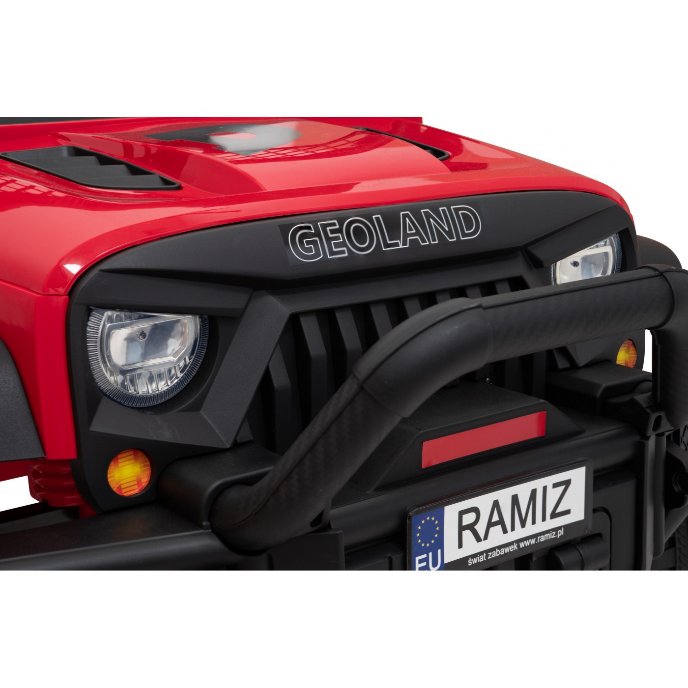 Geoland Power Off-Road auto pro 2 děti červené dálkové 2x200W motory kufr MP3 rádio LED