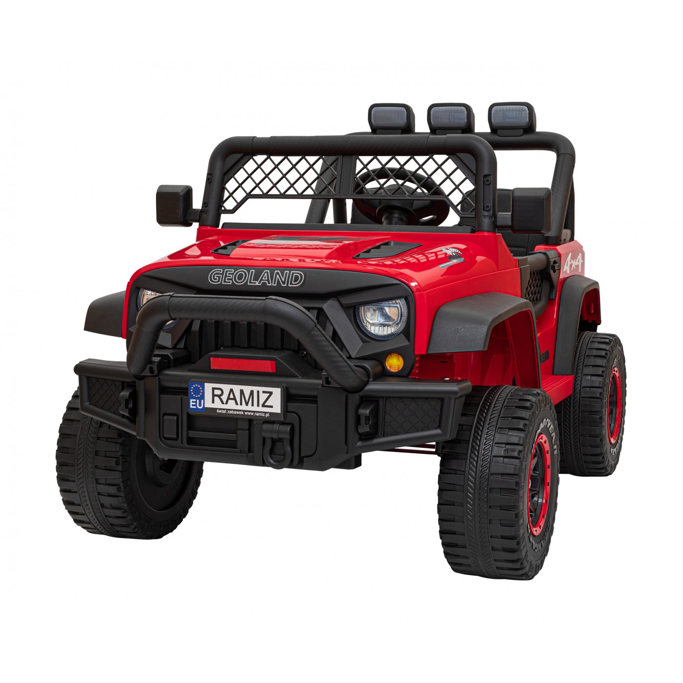 Geoland Power Off-Road auto pro 2 děti červené dálkové 2x200W motory kufr MP3 rádio LED