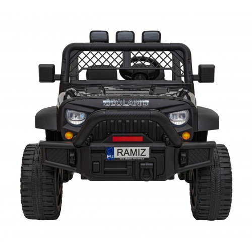 Geoland Power terénní auto pro 2 děti černé + dálkové + 2x200W motory + zavazadlový prostor + MP3 + LED rádio