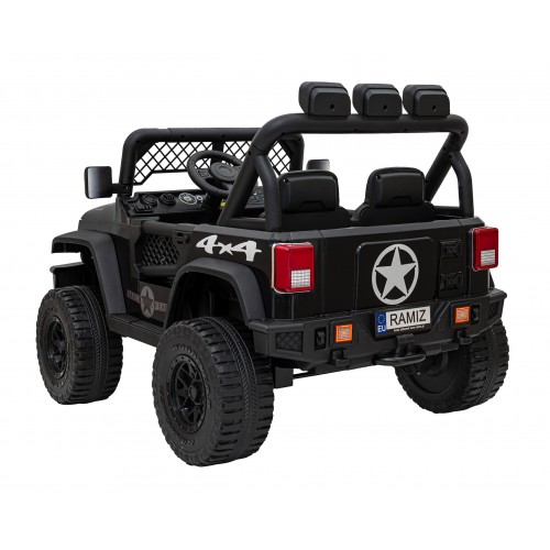 Geoland Power terénní auto pro 2 děti černé + dálkové + 2x200W motory + zavazadlový prostor + MP3 + LED rádio