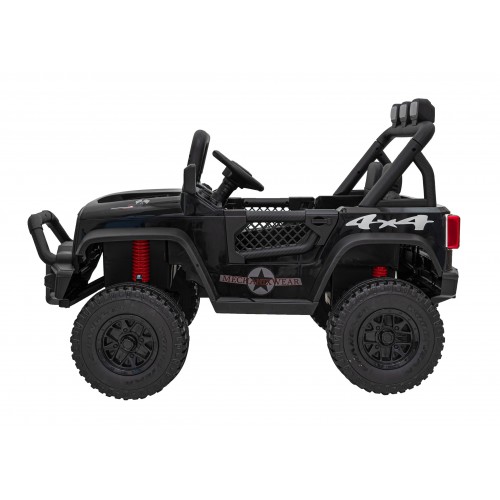 Geoland Power terénní auto pro 2 děti černé + dálkové + 2x200W motory + zavazadlový prostor + MP3 + LED rádio