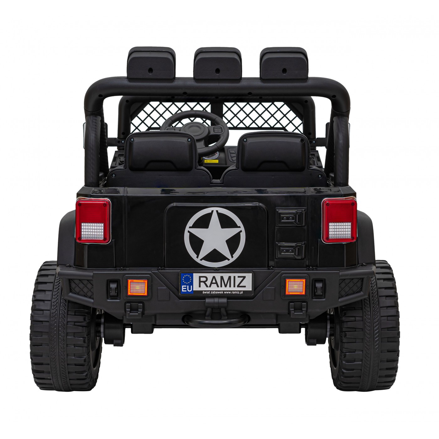Geoland Power terénní auto pro 2 děti černé + dálkové + 2x200W motory + zavazadlový prostor + MP3 + LED rádio