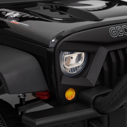 Geoland Power terénní auto pro 2 děti černé + dálkové + 2x200W motory + zavazadlový prostor + MP3 + LED rádio