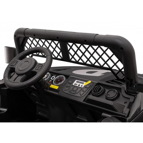 Geoland Power terénní auto pro 2 děti černé + dálkové + 2x200W motory + zavazadlový prostor + MP3 + LED rádio
