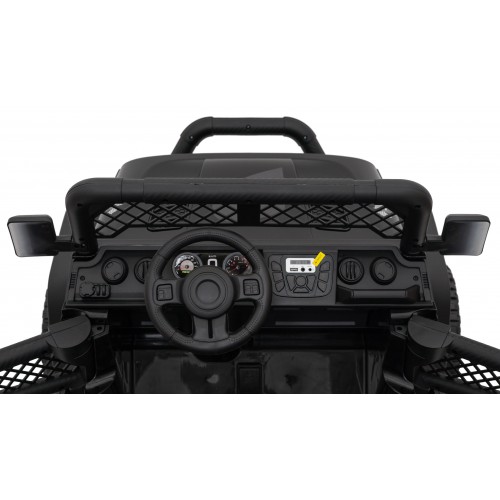 Geoland Power terénní auto pro 2 děti černé + dálkové + 2x200W motory + zavazadlový prostor + MP3 + LED rádio