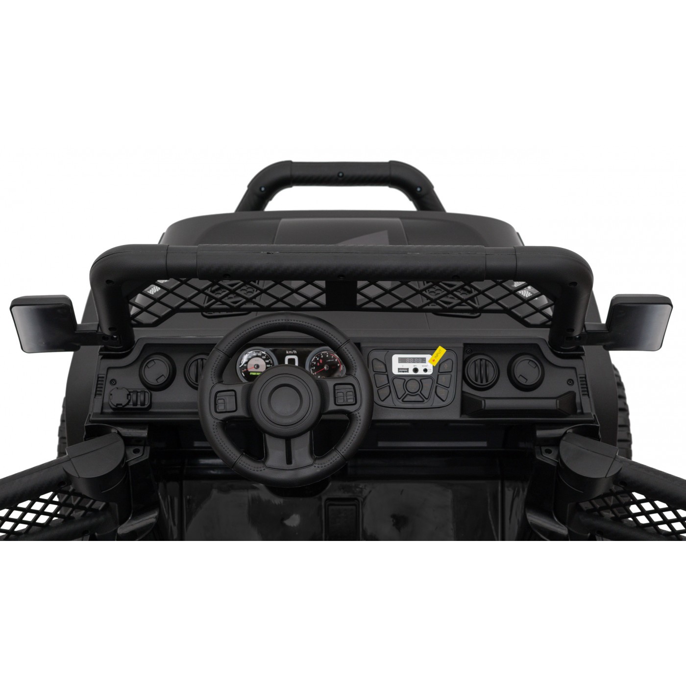 Geoland Power terénní auto pro 2 děti černé + dálkové + 2x200W motory + zavazadlový prostor + MP3 + LED rádio
