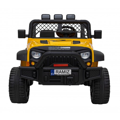 Geoland Power terénní auto pro 2 děti žluté + dálkové ovládání+ 2x200W motory + zavazadlový prostor + MP3 + LED rádio
