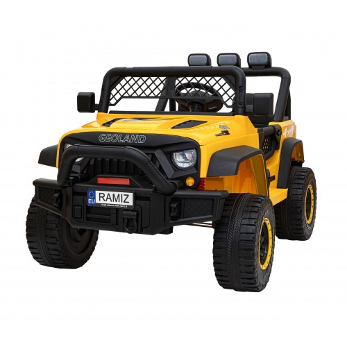 Geoland Power terénní auto pro 2 děti žluté + dálkové ovládání+ 2x200W motory + zavazadlový prostor + MP3 + LED rádio