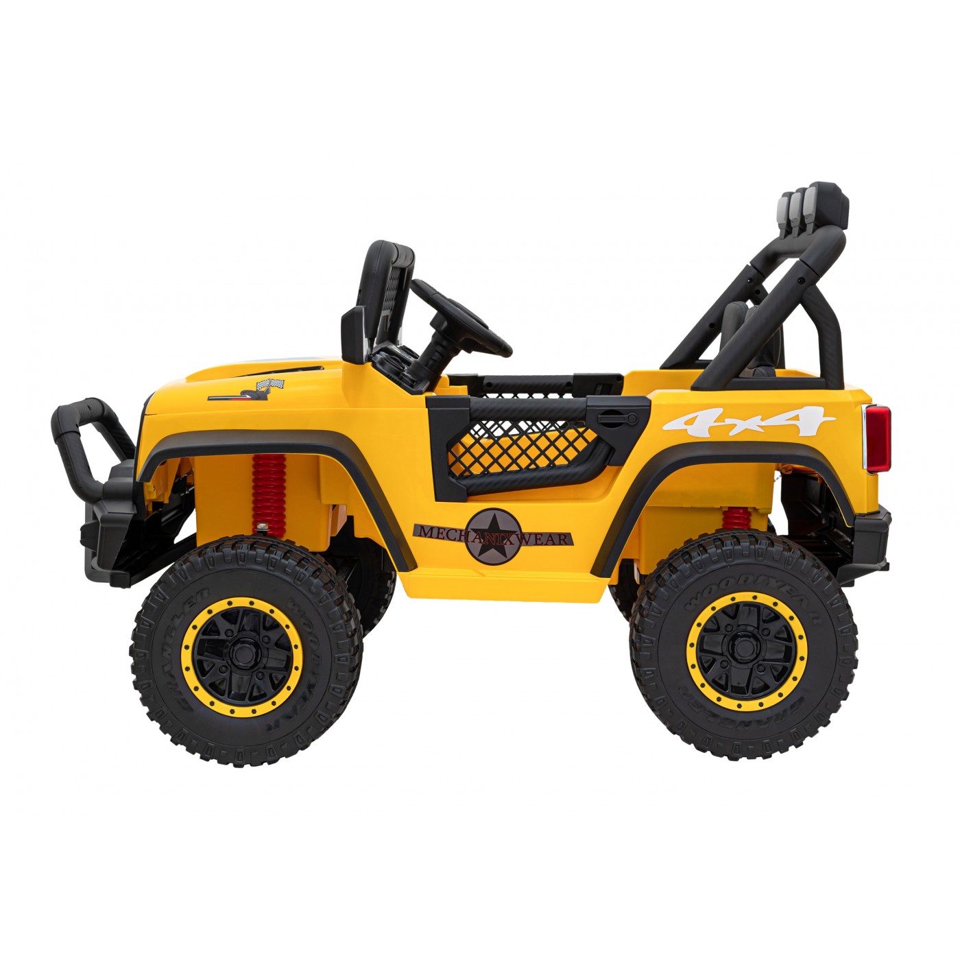 Geoland Power terénní auto pro 2 děti žluté + dálkové ovládání+ 2x200W motory + zavazadlový prostor + MP3 + LED rádio