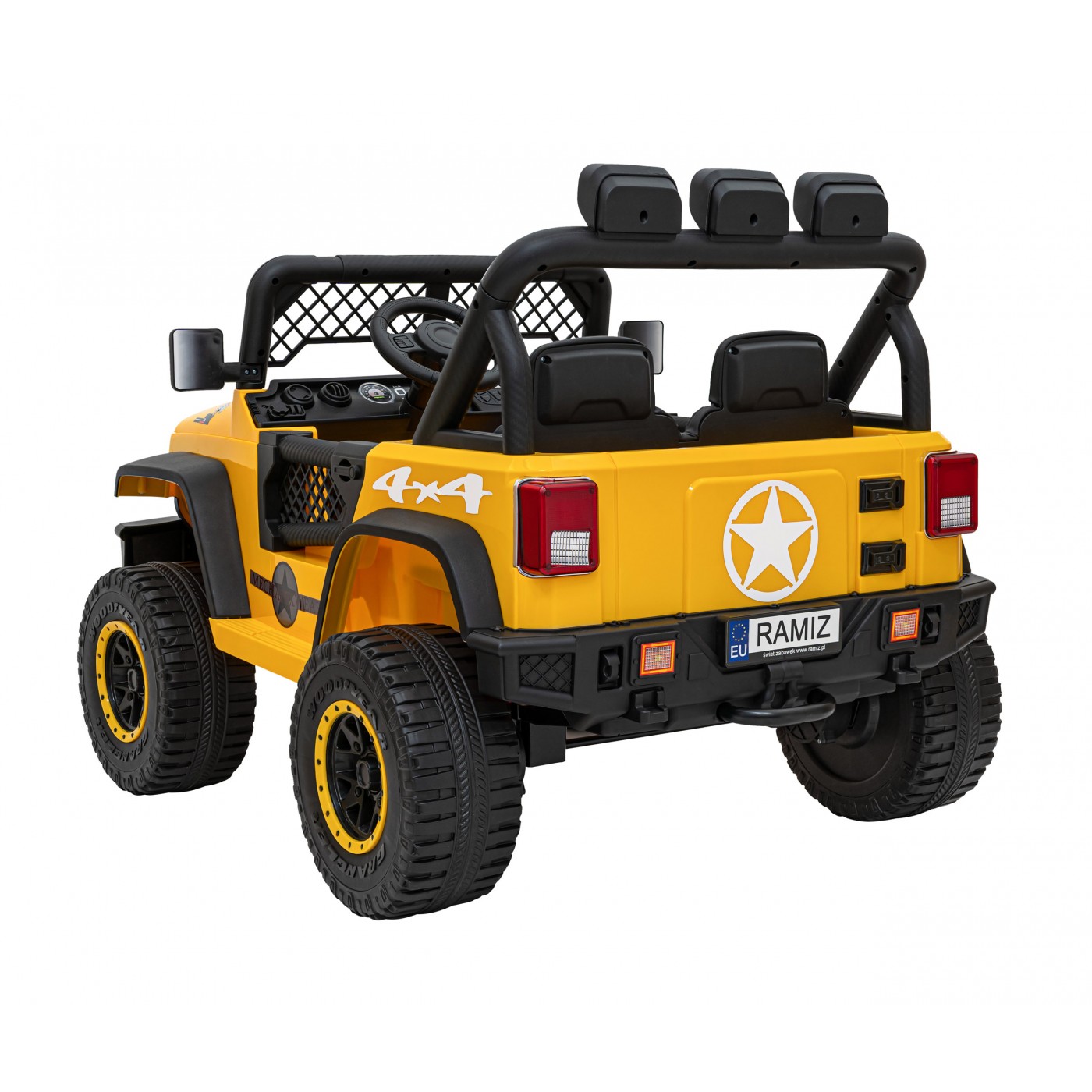 Geoland Power terénní auto pro 2 děti žluté + dálkové ovládání+ 2x200W motory + zavazadlový prostor + MP3 + LED rádio