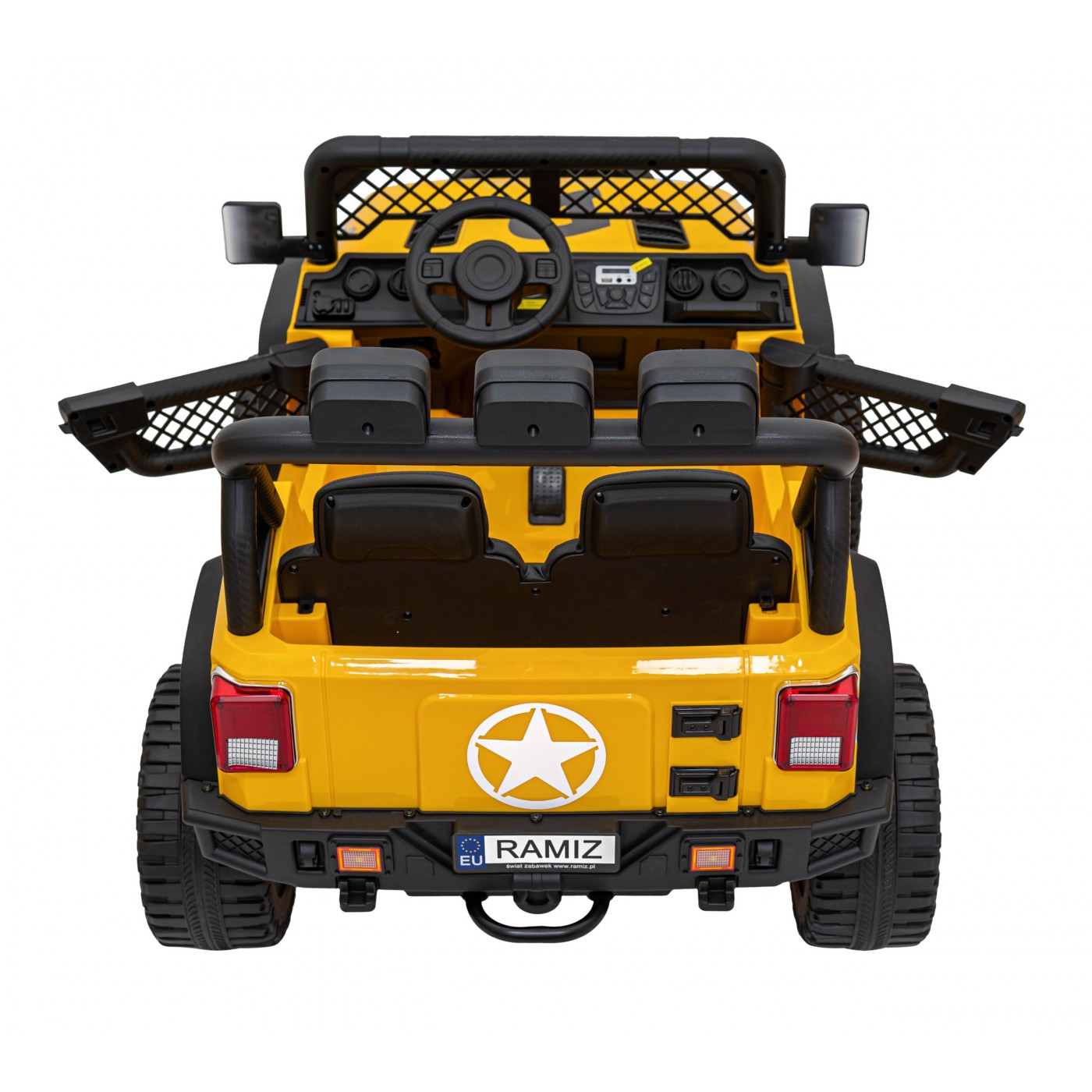 Geoland Power terénní auto pro 2 děti žluté + dálkové ovládání+ 2x200W motory + zavazadlový prostor + MP3 + LED rádio