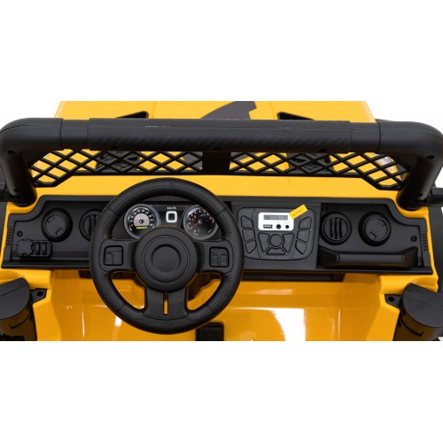 Geoland Power terénní auto pro 2 děti žluté + dálkové ovládání+ 2x200W motory + zavazadlový prostor + MP3 + LED rádio