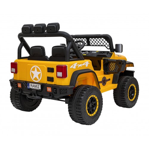 Geoland Power terénní auto pro 2 děti žluté + dálkové ovládání+ 2x200W motory + zavazadlový prostor + MP3 + LED rádio
