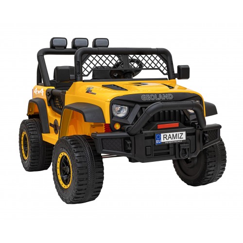 Geoland Power terénní auto pro 2 děti žluté + dálkové ovládání+ 2x200W motory + zavazadlový prostor + MP3 + LED rádio