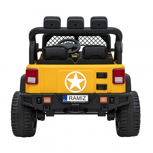 Geoland Power terénní auto pro 2 děti žluté + dálkové ovládání+ 2x200W motory + zavazadlový prostor + MP3 + LED rádio