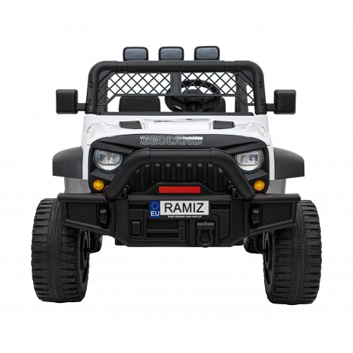 Geoland Power terénní auto pro 2 děti bílá + dálkové + 2x200W motory + zavazadlový prostor + MP3 + LED rádio