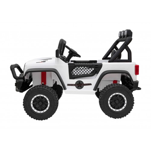 Geoland Power terénní auto pro 2 děti bílá + dálkové + 2x200W motory + zavazadlový prostor + MP3 + LED rádio