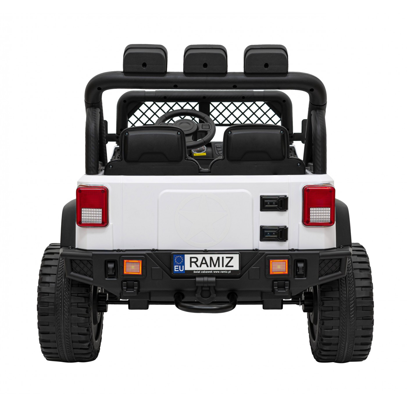 Geoland Power terénní auto pro 2 děti bílá + dálkové + 2x200W motory + zavazadlový prostor + MP3 + LED rádio