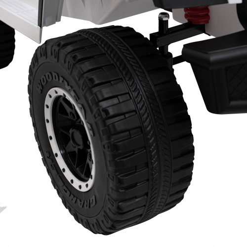 Geoland Power terénní auto pro 2 děti bílá + dálkové + 2x200W motory + zavazadlový prostor + MP3 + LED rádio