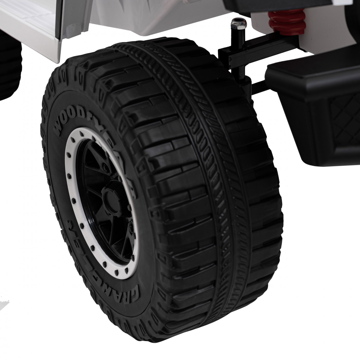 Geoland Power terénní auto pro 2 děti bílá + dálkové + 2x200W motory + zavazadlový prostor + MP3 + LED rádio