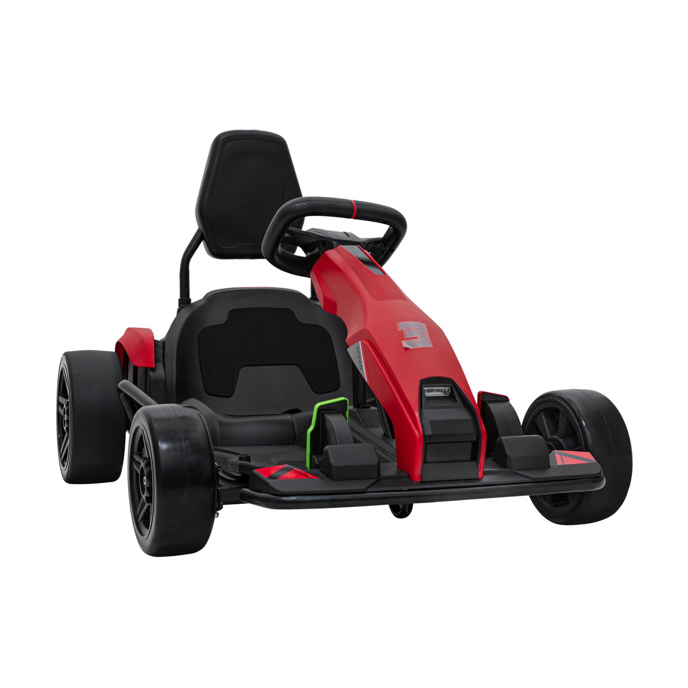 Rychlá 3 Drift dětská baterie motokára červená Drift funkce 2x150W motory LED rádiové pásy