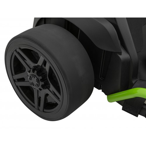 Rychlá 3 Drift dětská baterie motokára černá + funkce driftování + 2x150W motory + LED rádio + pásy