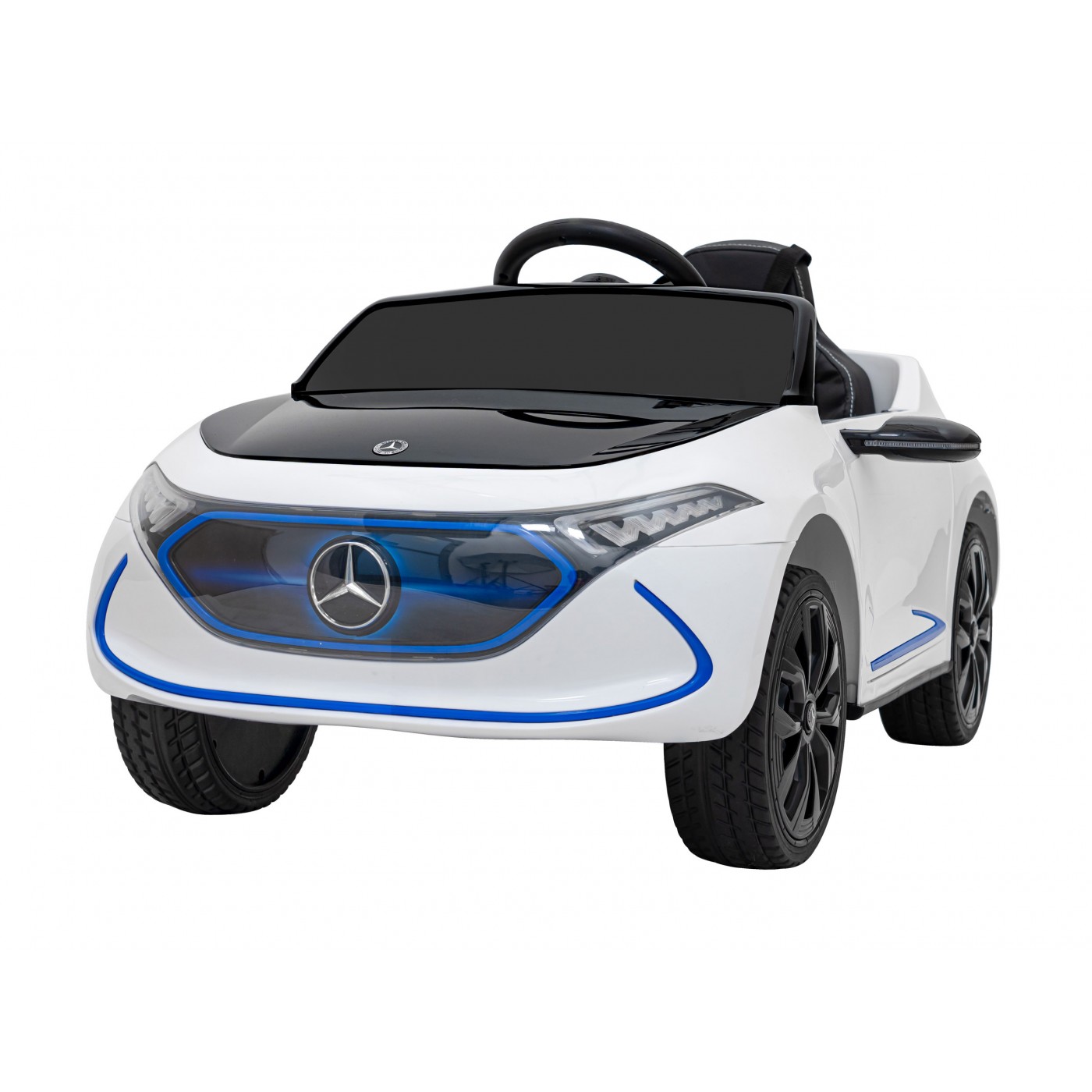 Mercedes Benz AMG EQA dětská bílá + dálkové ovládání + 5 bodové pásy + EVA + MP3 displej + LED
