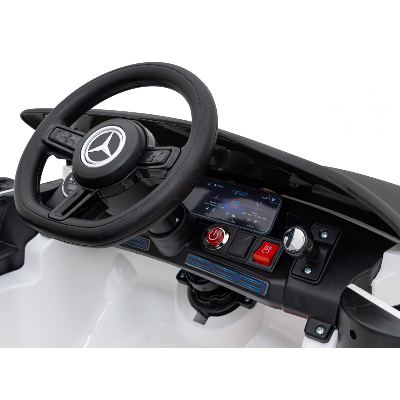 Mercedes Benz AMG EQA dětská bílá + dálkové ovládání + 5 bodové pásy + EVA + MP3 displej + LED