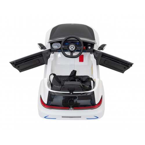 Mercedes Benz AMG EQA dětská bílá + dálkové ovládání + 5 bodové pásy + EVA + MP3 displej + LED