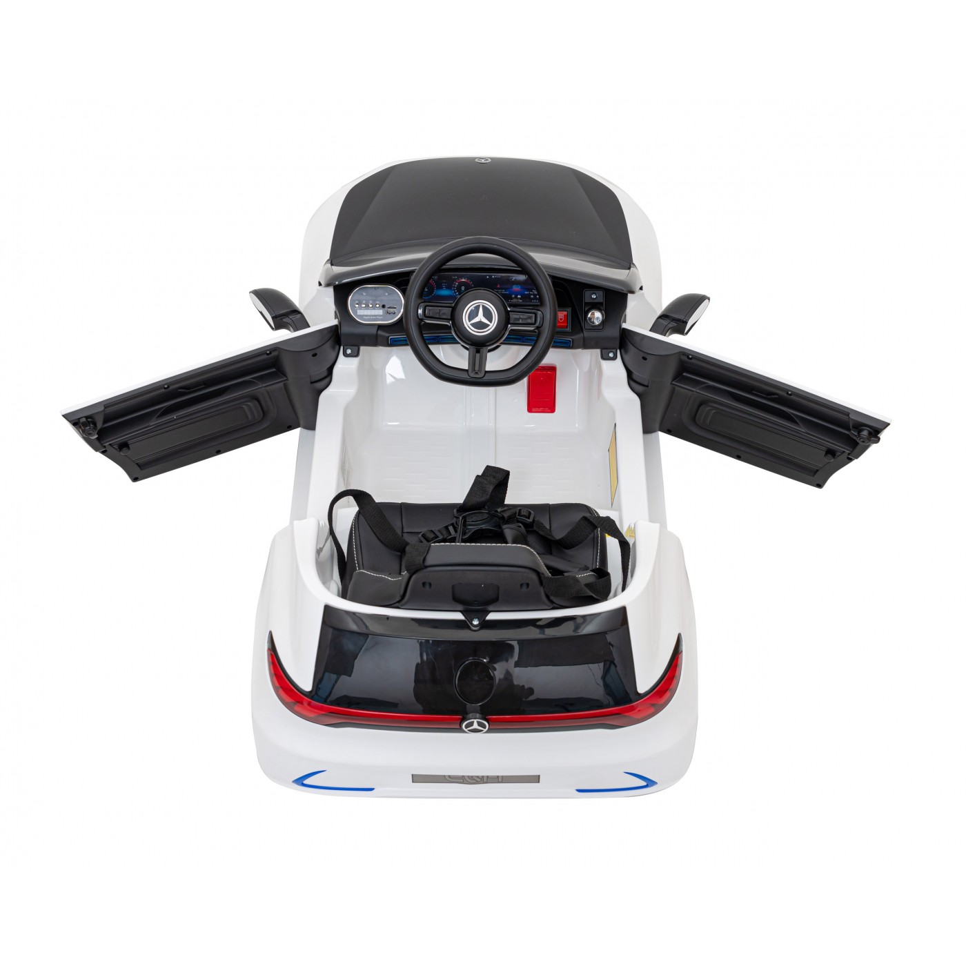 Mercedes Benz AMG EQA dětská bílá + dálkové ovládání + 5 bodové pásy + EVA + MP3 displej + LED