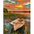 Malování podle čísel Loď při západu Slunce 40x50 Plátno + Barvy + Štětce