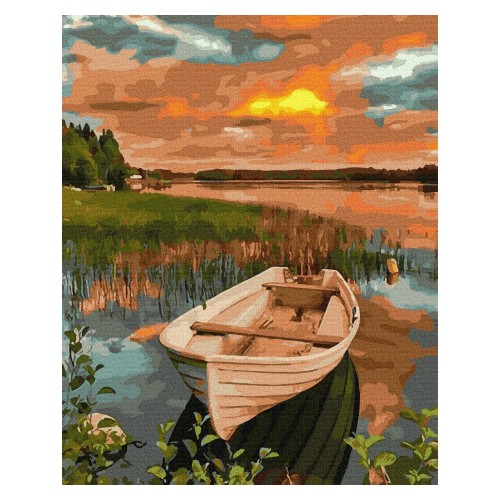 Malování podle čísel Loď při západu Slunce 40x50 Plátno + Barvy + Štětce