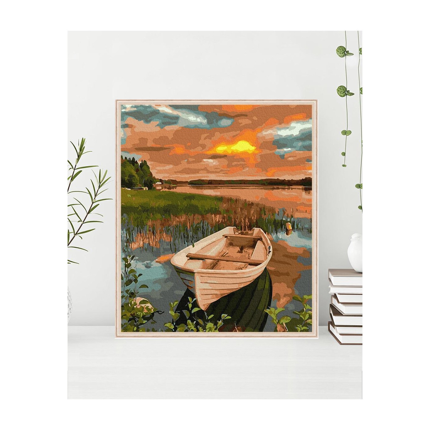 Malování podle čísel Loď při západu Slunce 40x50 Plátno + Barvy + Štětce