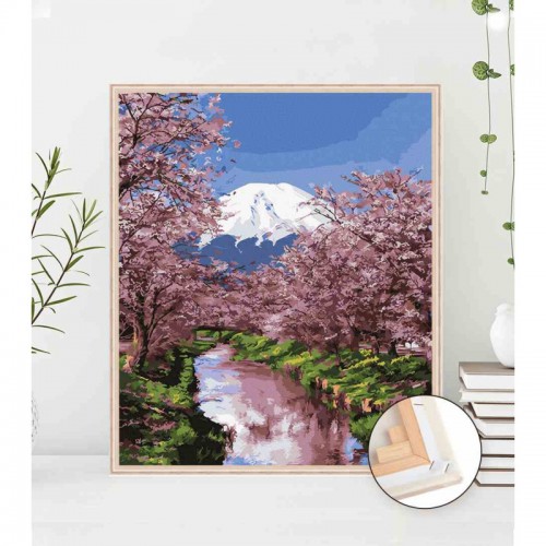 Malba podle čísel Kvetoucí Sakura 40x50 Plátno + Barvy + Štětce