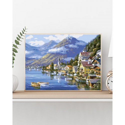 Malba podle čísel Malebné Rakousko 40x50 Plátno + Barvy + Štětce