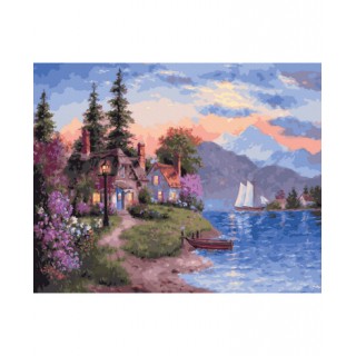 Malba čísly U jezera 40x50  Plátno + Barvy + Štětce