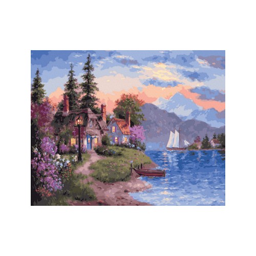 Malba čísly U jezera 40x50  Plátno + Barvy + Štětce