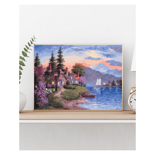 Malba čísly U jezera 40x50  Plátno + Barvy + Štětce