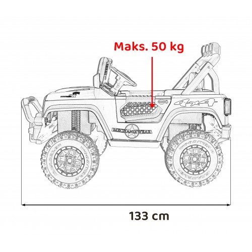 Geoland Power Off-Road auto pro 2 děti Růžové + Dálkové ovládání + Motory 2x200W + zavazadlový prostor + Rádio MP3 + LED