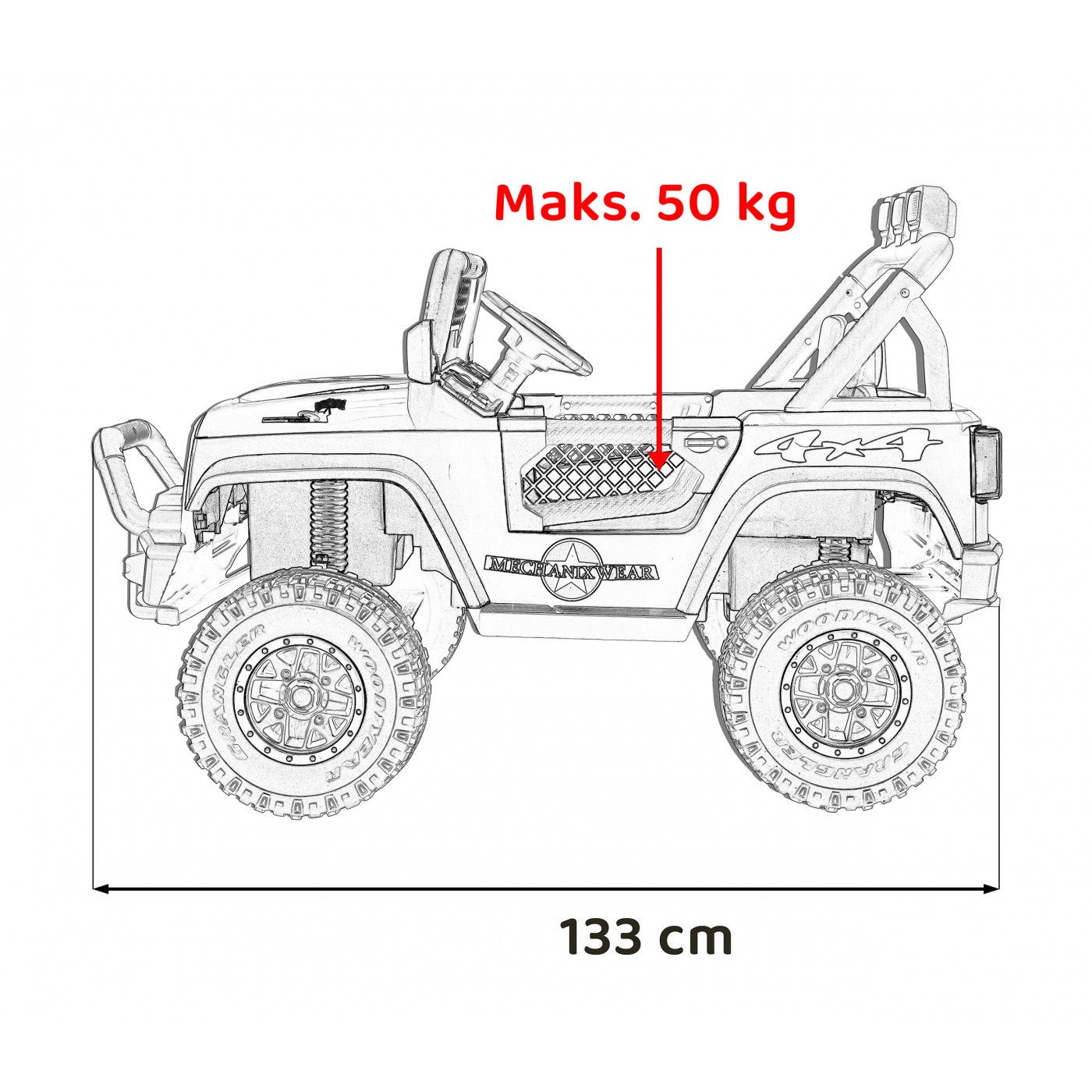 Geoland Power Off-Road auto pro 2 děti Růžové + Dálkové ovládání + Motory 2x200W + zavazadlový prostor + Rádio MP3 + LED