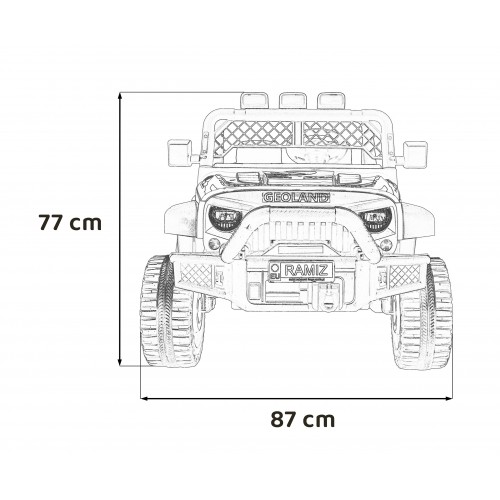 Geoland Power terénní auto pro 2 děti bílá + dálkové + 2x200W motory + zavazadlový prostor + MP3 + LED rádio