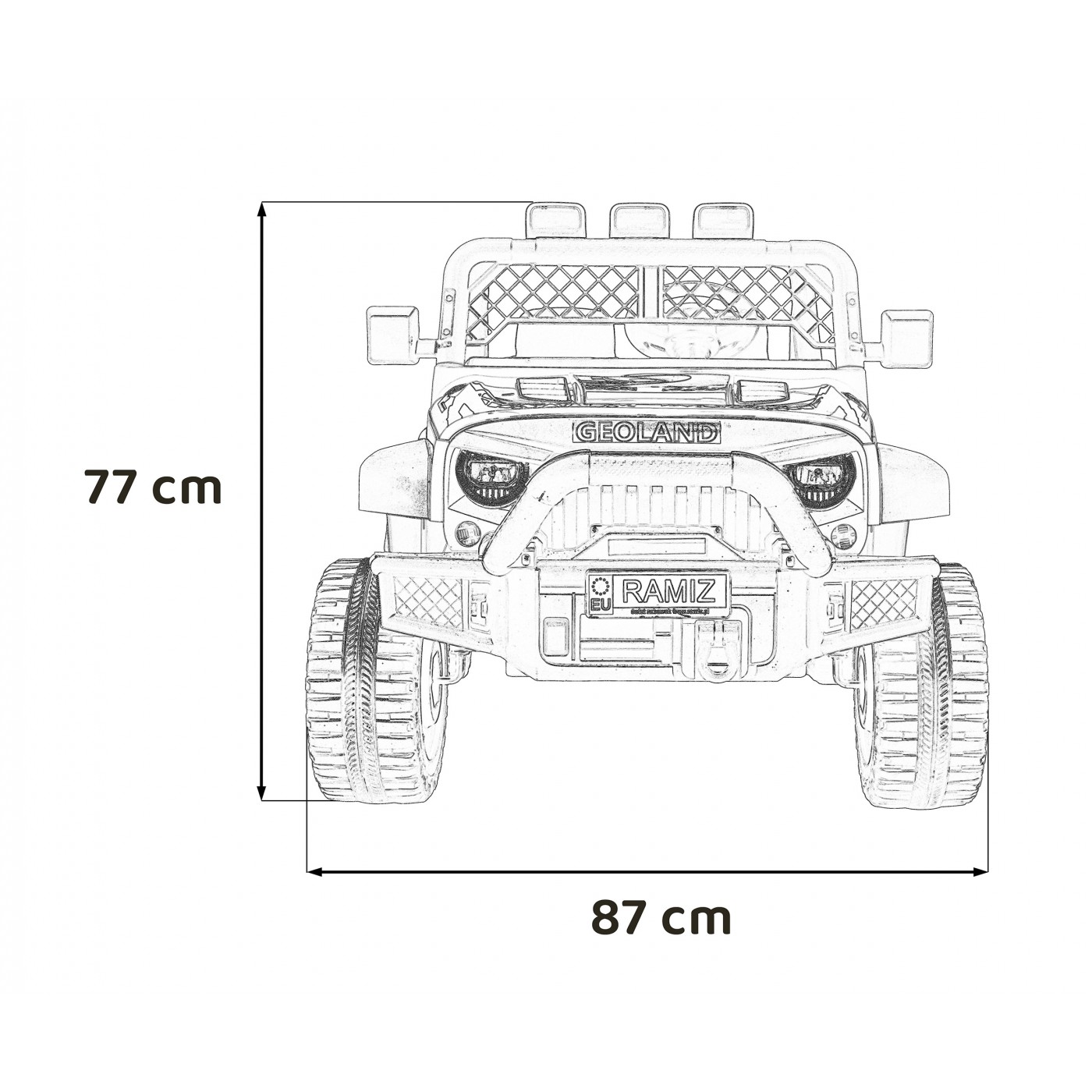 Geoland Power terénní auto pro 2 děti bílá + dálkové + 2x200W motory + zavazadlový prostor + MP3 + LED rádio