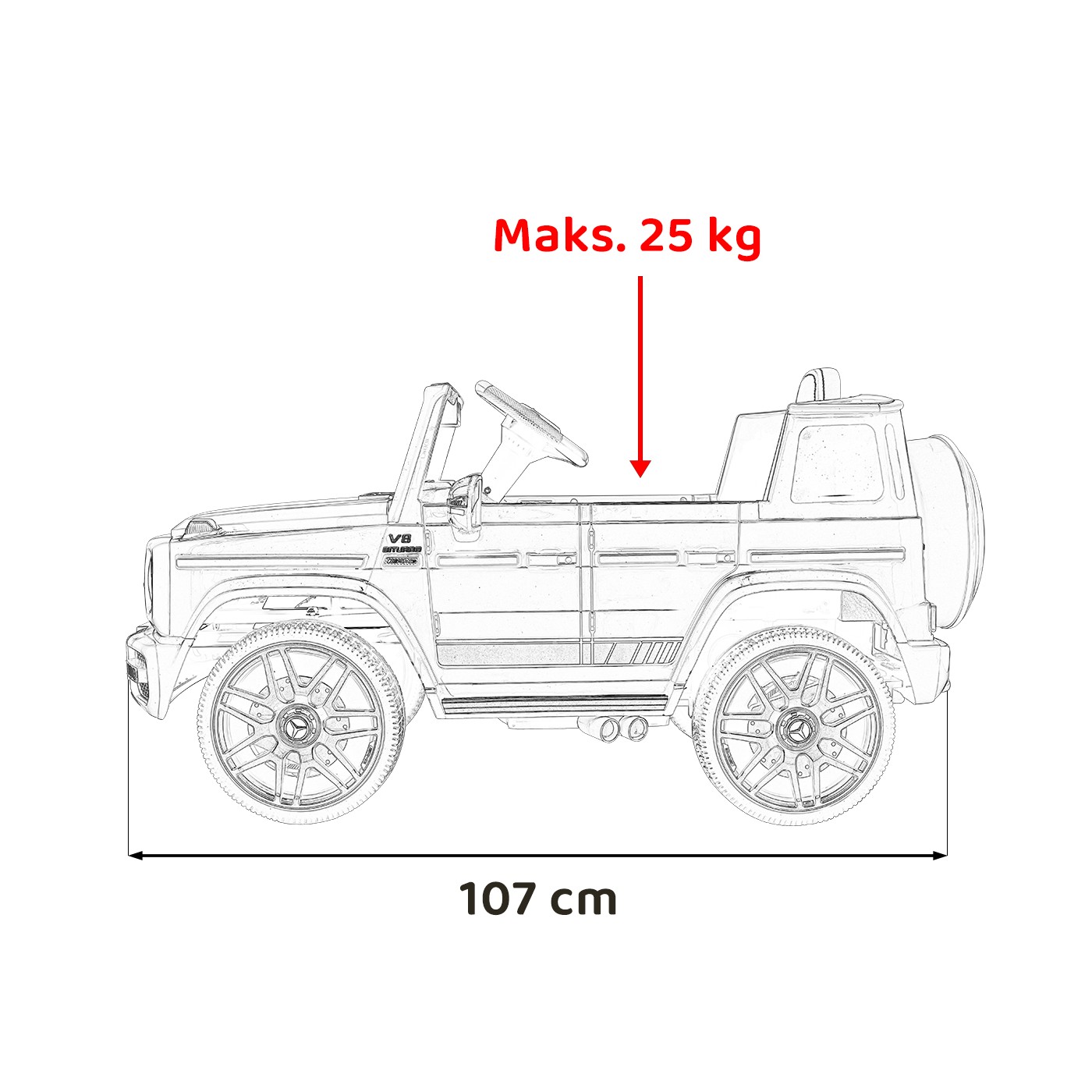 Mercedes AMG G63 Dětský červený dálkový MP3 LED pomalý start EVA PÁSY