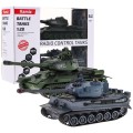 Dálkově ovládané 2 tanky T-34 vs. tygří tanky pro děti 3+ střelecké modely 1:28 + velká bitva tanků + zhasnutá světla