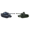 Dálkově ovládané 2 tanky T-34 vs. tygří tanky pro děti 3+ střelecké modely 1:28 + velká bitva tanků + zhasnutá světla