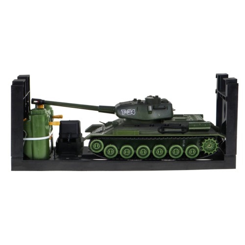 Dálkově ovládané 2 tanky T-34 vs. tygří tanky pro děti 3+ střelecké modely 1:28 + velká bitva tanků + zhasnutá světla