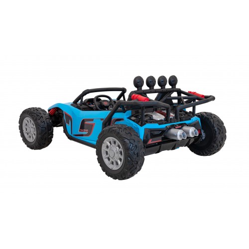 Auto Buggy Racing 5 pro děti na baterii Modré 2x200W Motory Dálkové ovládání Audio LED Pomalý Start